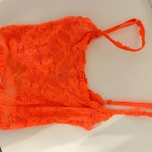 SKIMS Bright Orange Lace Bra Top